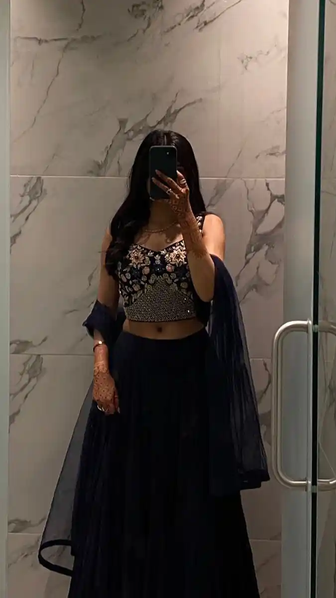 hidden face dp for girls black suit